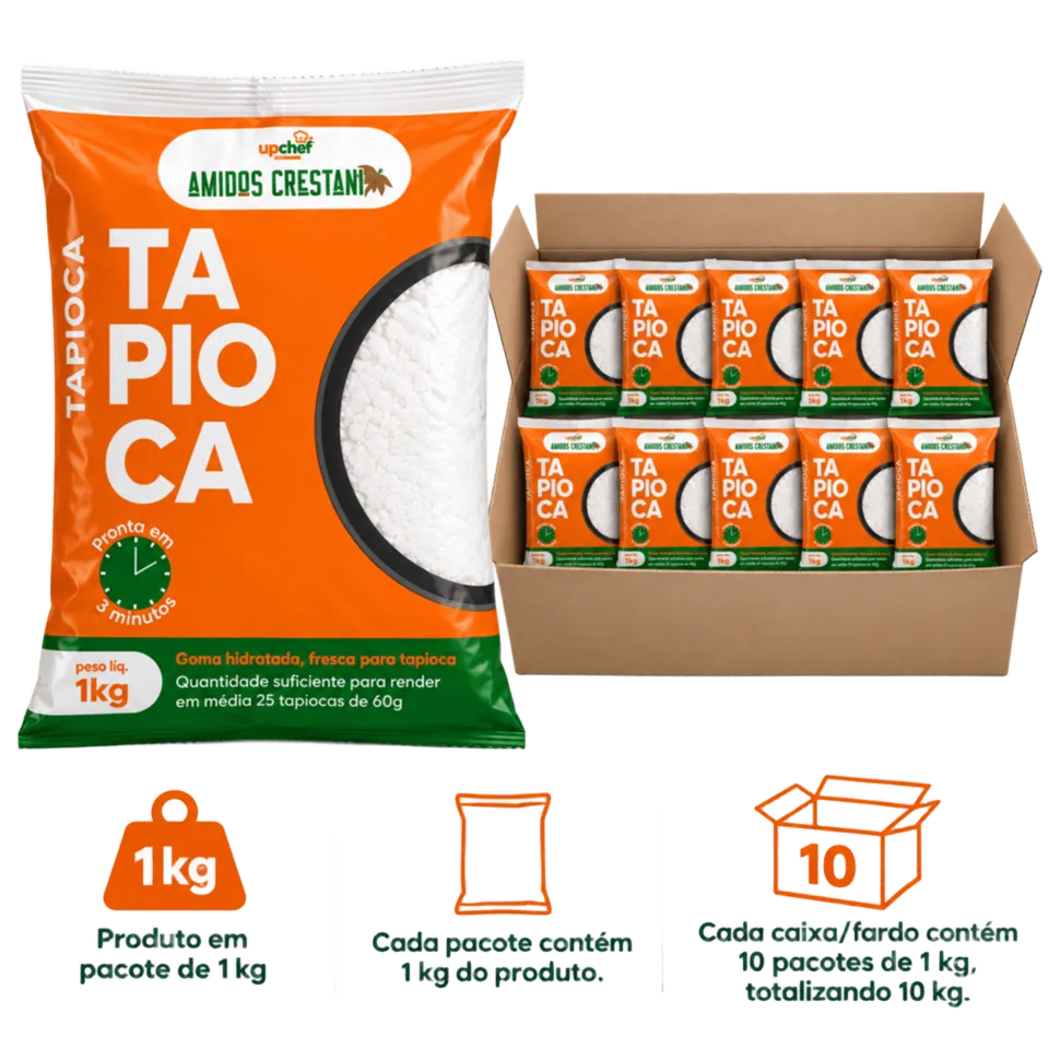 Tapioca El Karim em pacote de 1 kg — caixa/fardo com 10 pacotes, totalizando 10 kg
